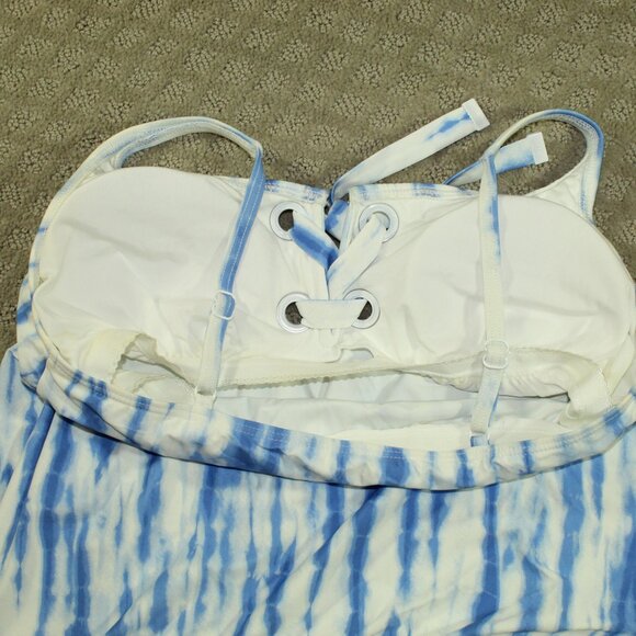 $106 Michael Kors Tie-Dye Tankini Grommet Removable Soft Cups Blue Size Small - Picture 5 of 6
